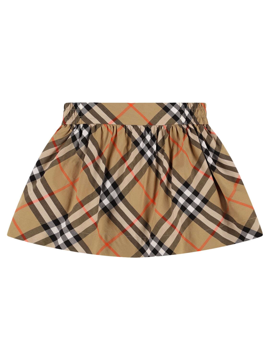 Shop Burberry Check Print Cotton Skirt In Beige