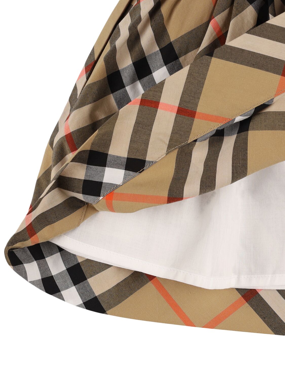 Shop Burberry Check Print Cotton Skirt In Beige