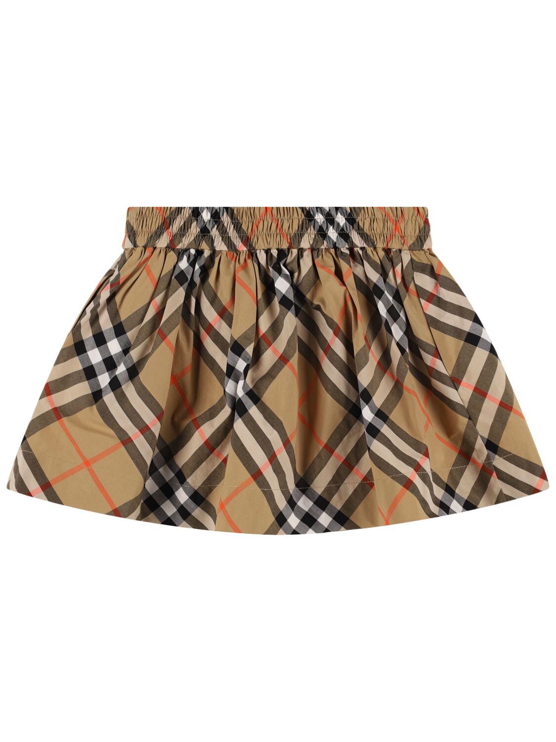 Shop Burberry Check Print Cotton Skirt In Beige