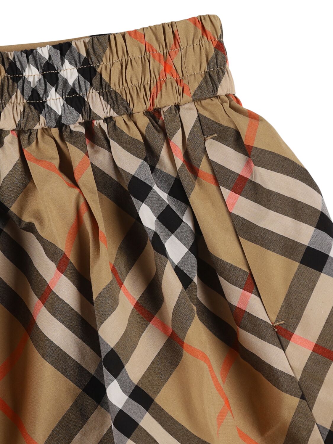 Shop Burberry Check Print Cotton Skirt In Beige