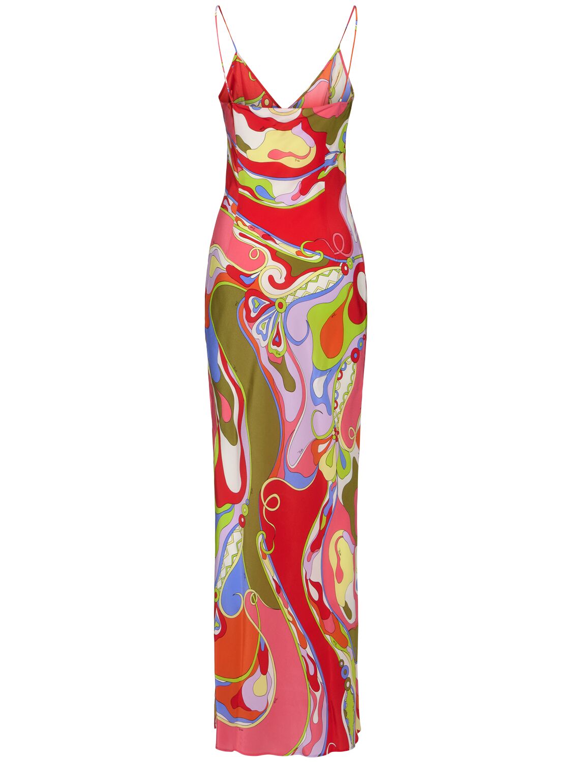 Shop Pucci Printed Silk Long Dress In Multicolor