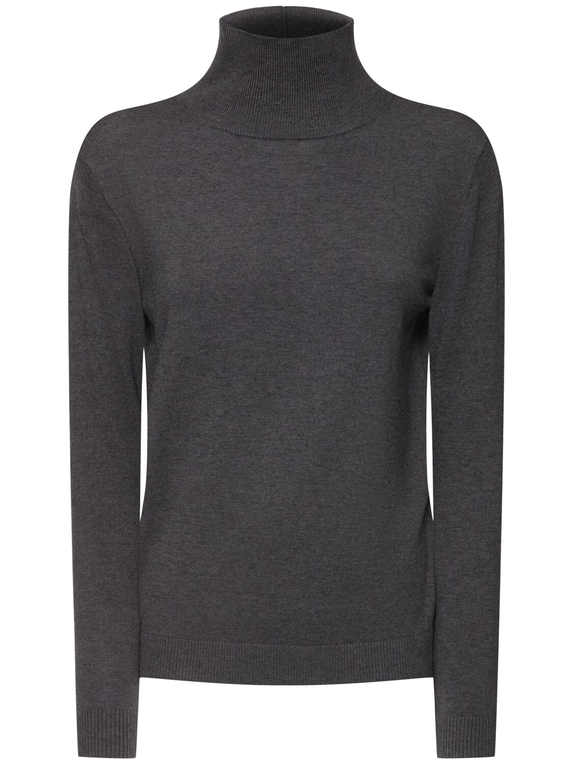 Shop Weekend Max Mara Kiku Silk Blend Turtleneck Sweater In Grey