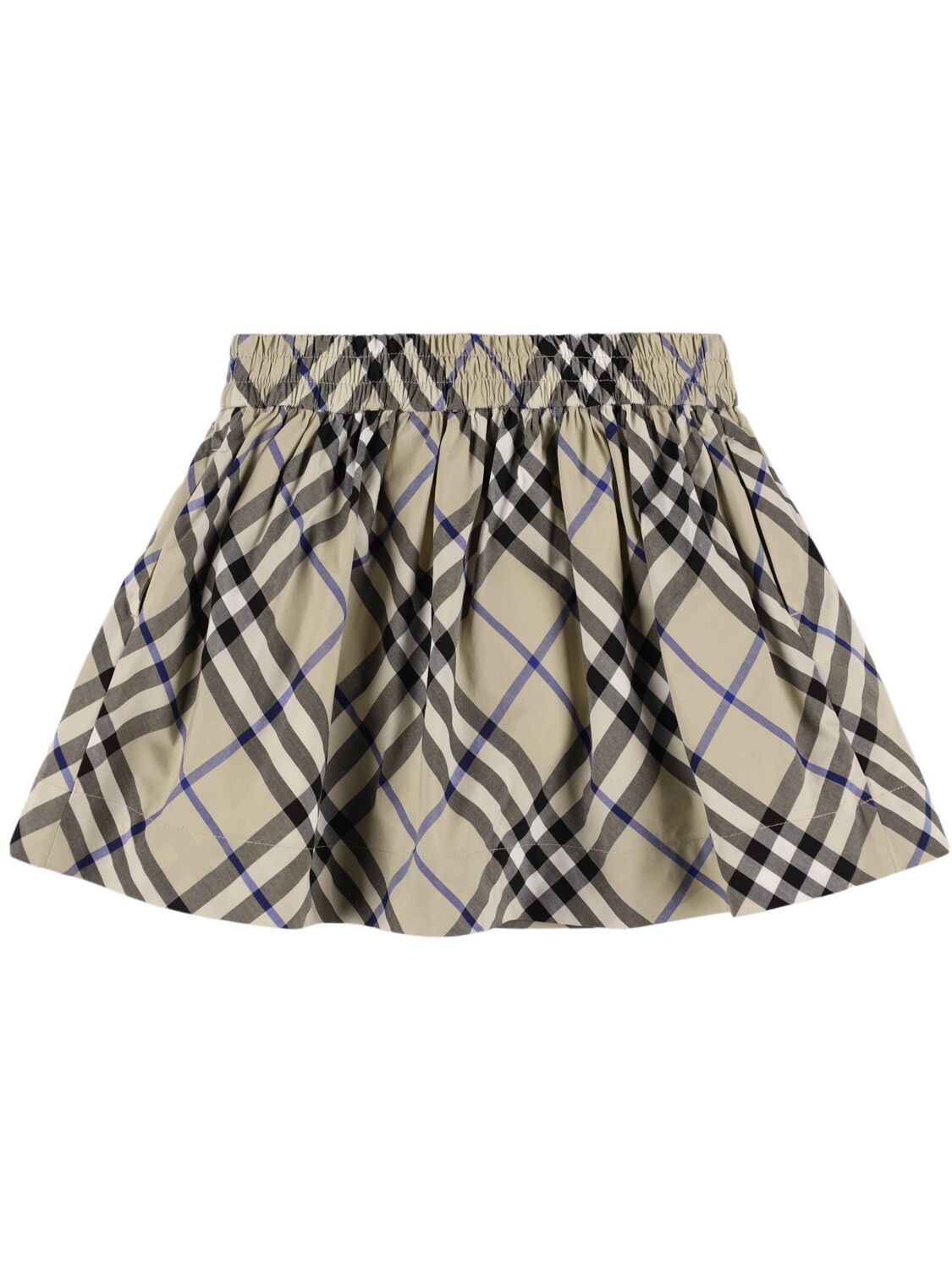 Shop Burberry Check Print Cotton Skirt In Grey/multi