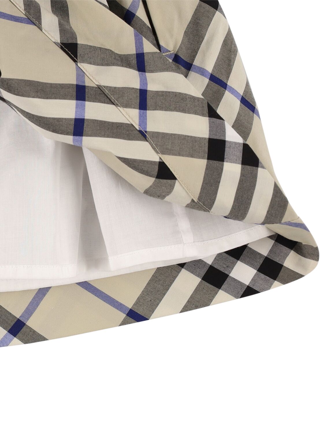 Shop Burberry Check Print Cotton Skirt In Grey/multi