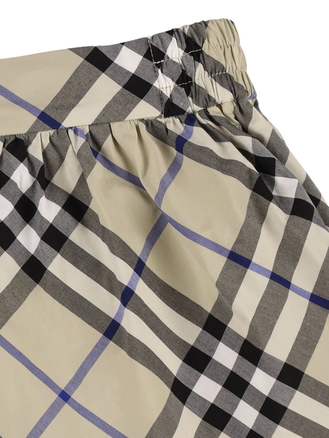 Shop Burberry Check Print Cotton Skirt In Grey/multi