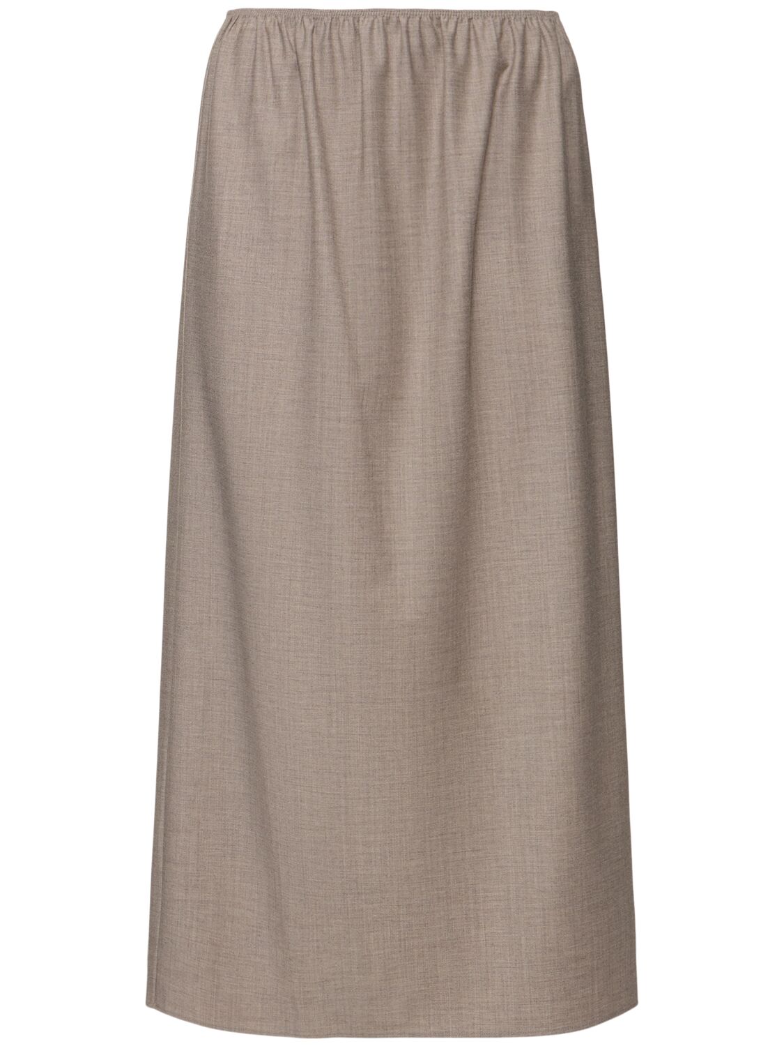 Carven Light Flannel Midi Skirt In Taupe