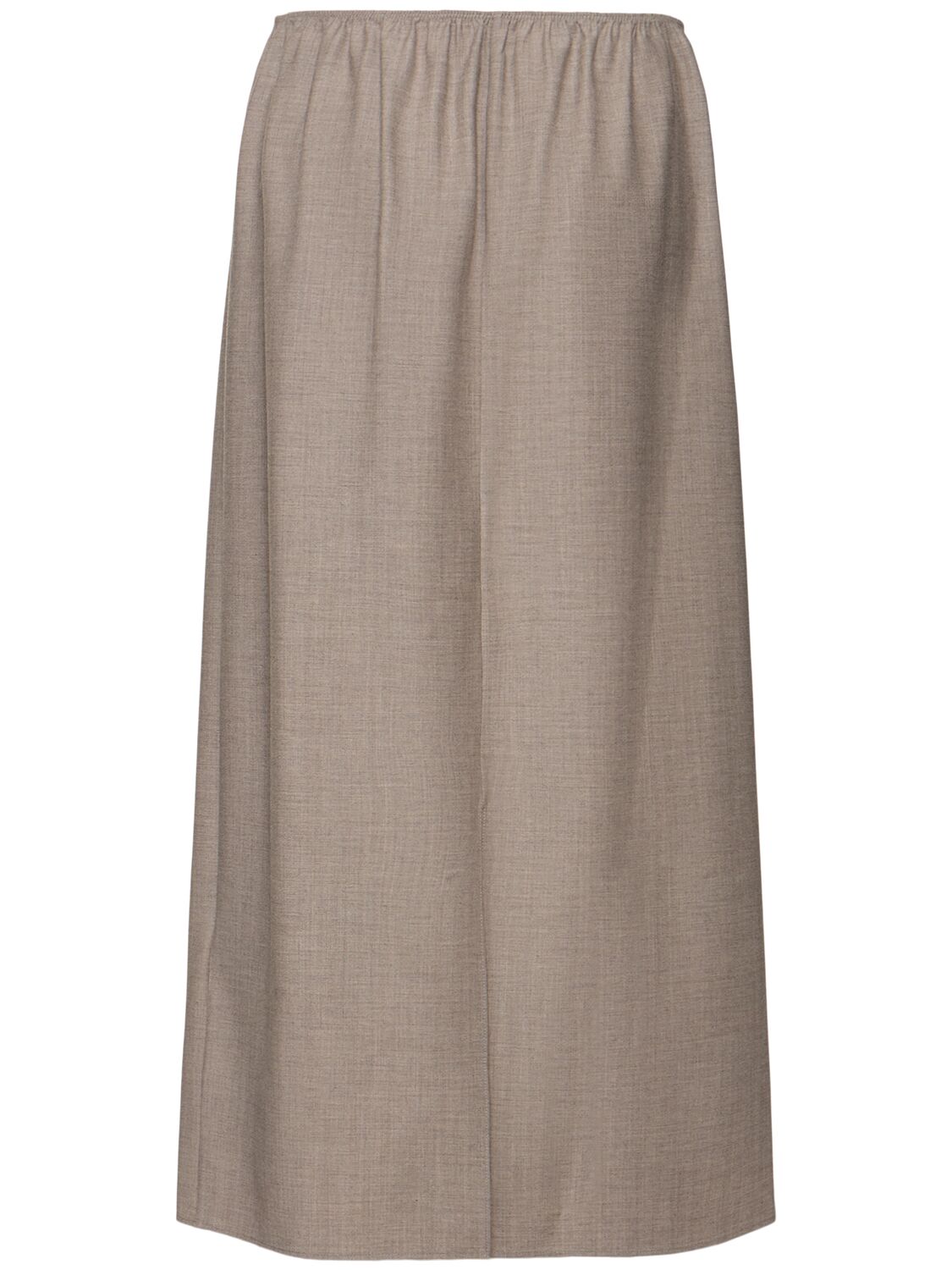 Shop Carven Light Flannel Midi Skirt In Taupe