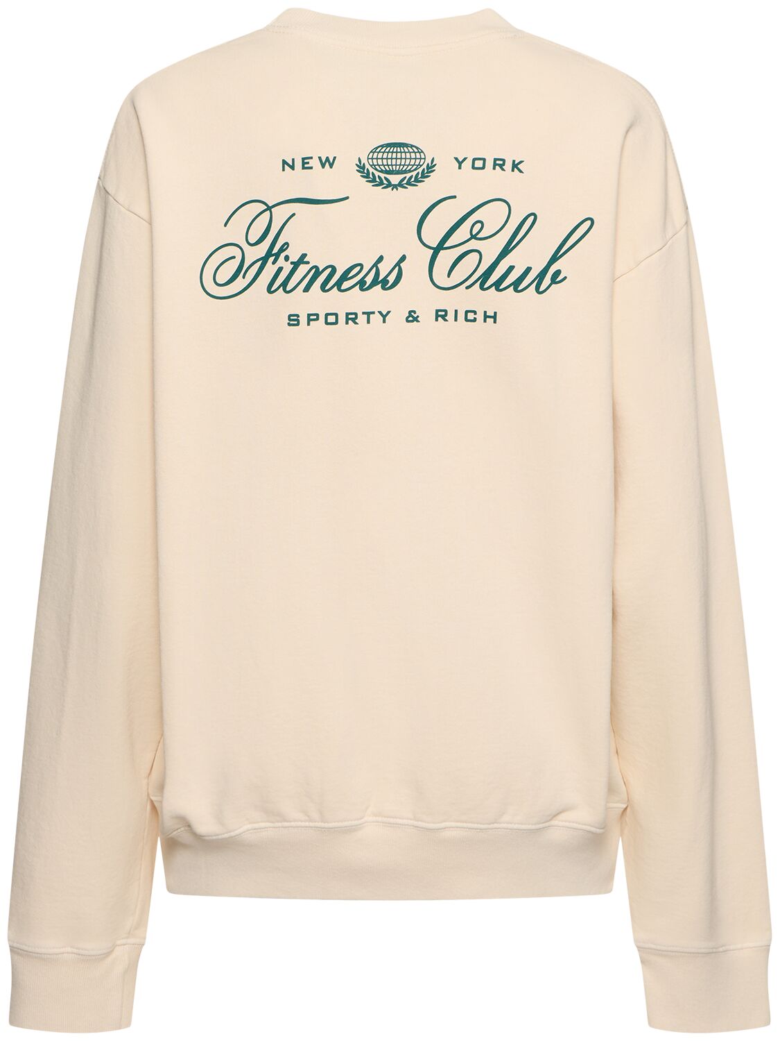 Shop Sporty And Rich Fitness Club Crewneck Sweatshirt In Cream/alpine