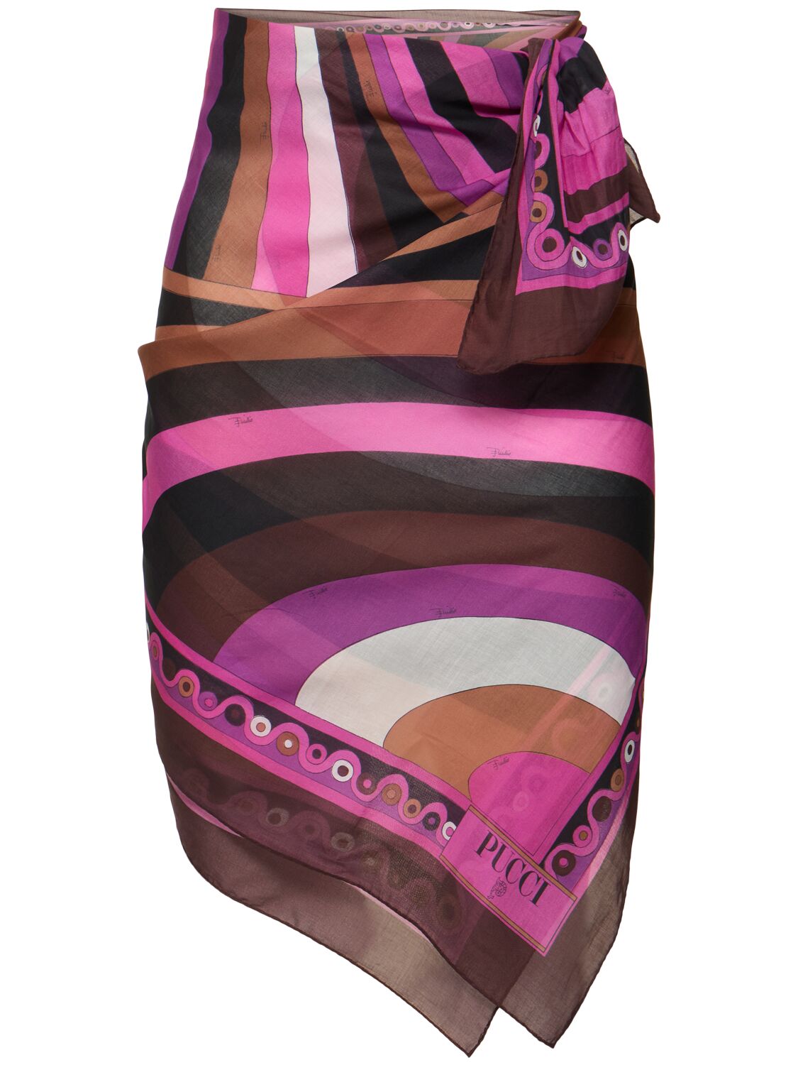 Pucci Printed Cotton Voile Pareo Skirt In Multi