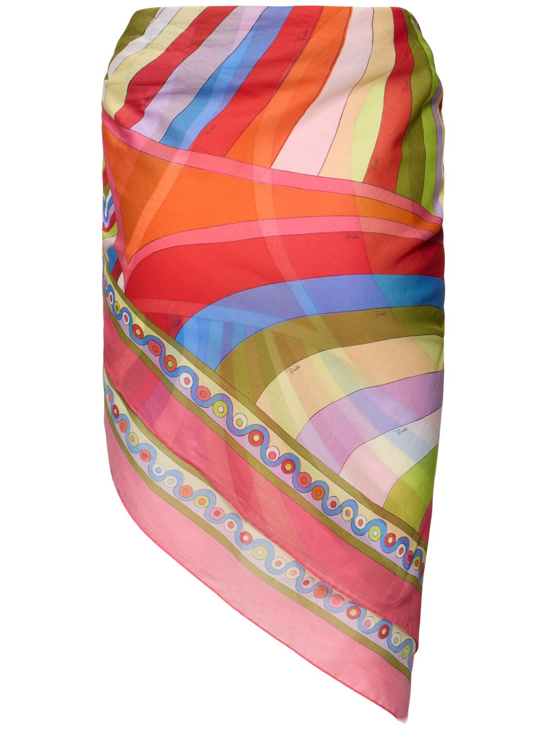 Shop Pucci Printed Cotton Voile Pareo Skirt In Multicolor