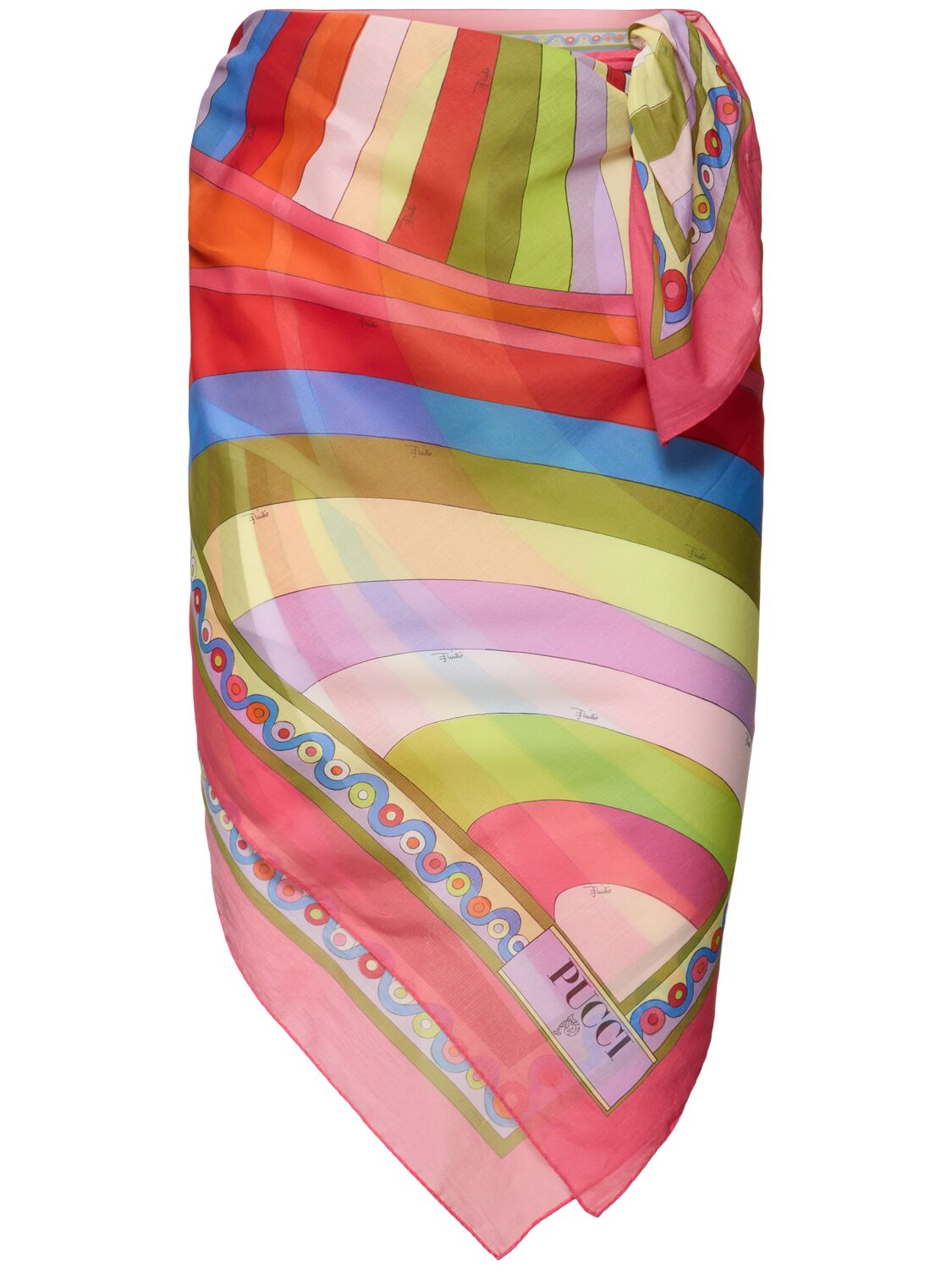 Pucci Printed Cotton Voile Pareo Skirt In Multi