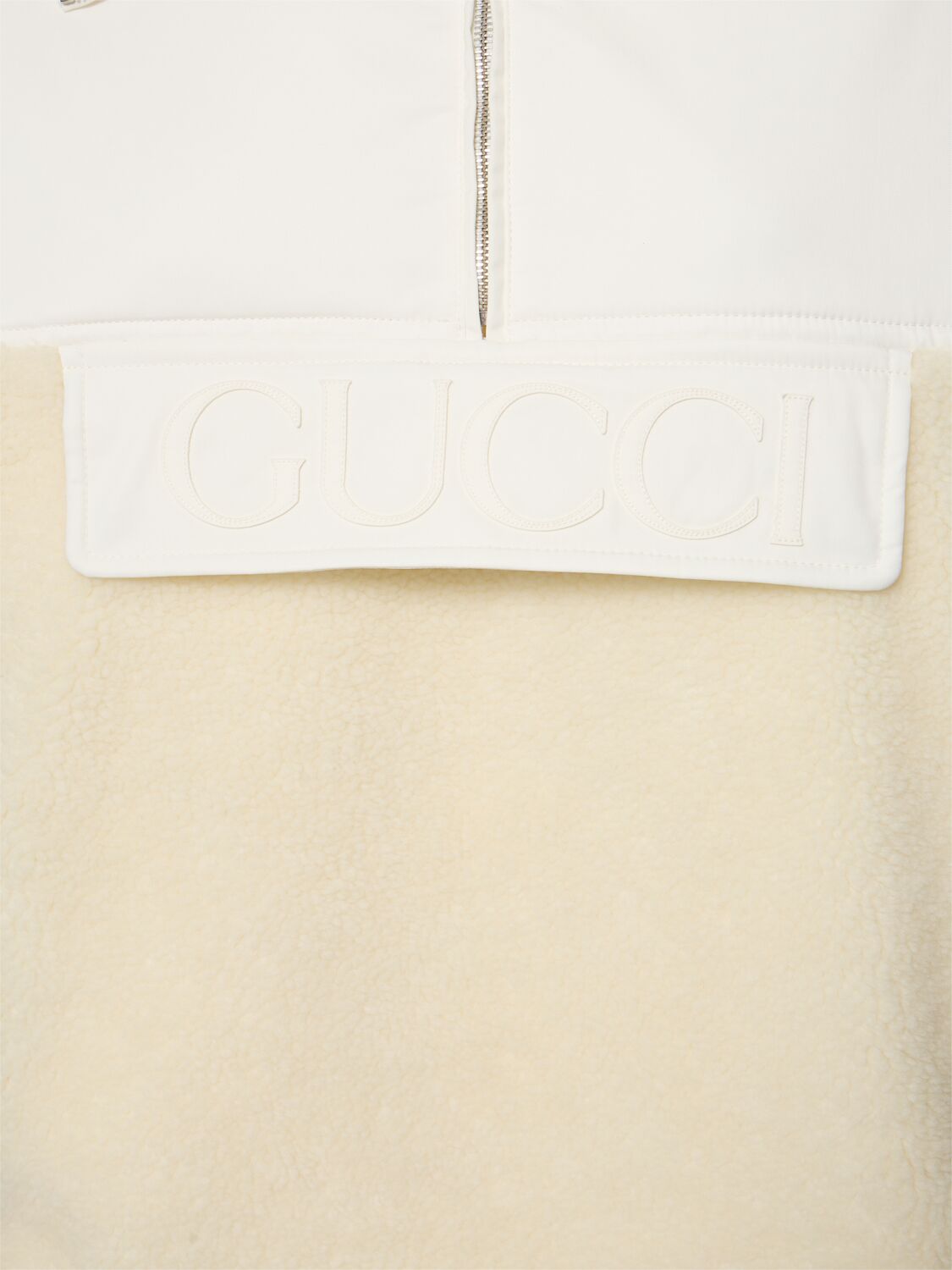 Shop Gucci Wool Fleece Zip Jacket In White