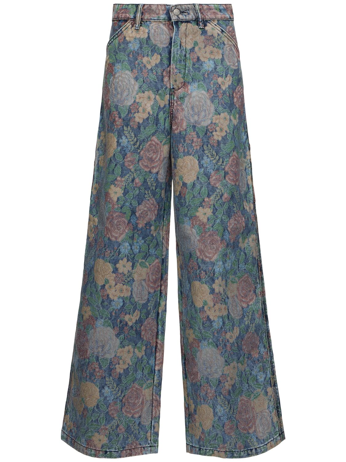 Roy Rogers Statement Wide Leg Jacquard Pants In Multicolor