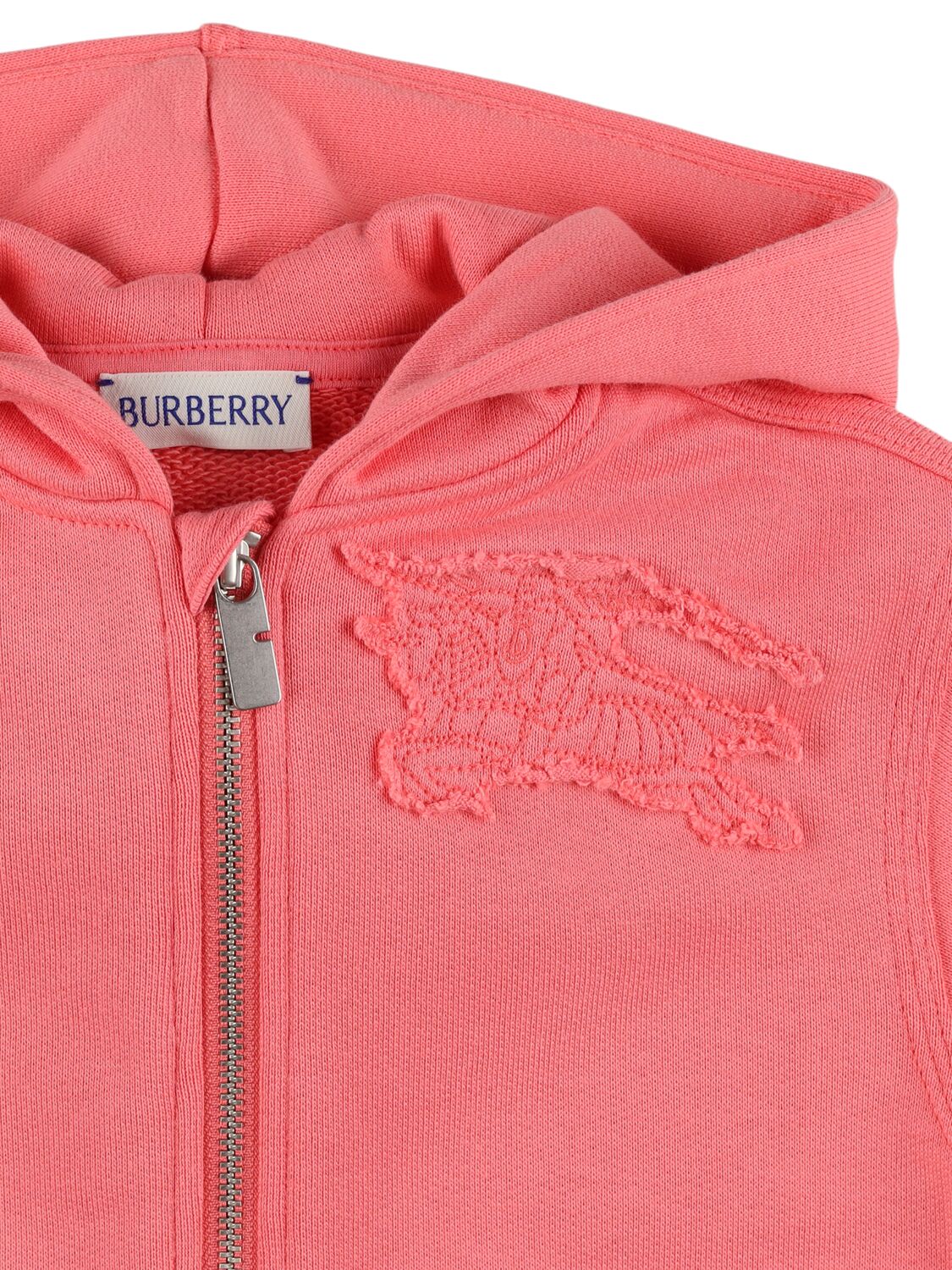 Shop Burberry Cotton Zip-up Hoodie In Pink