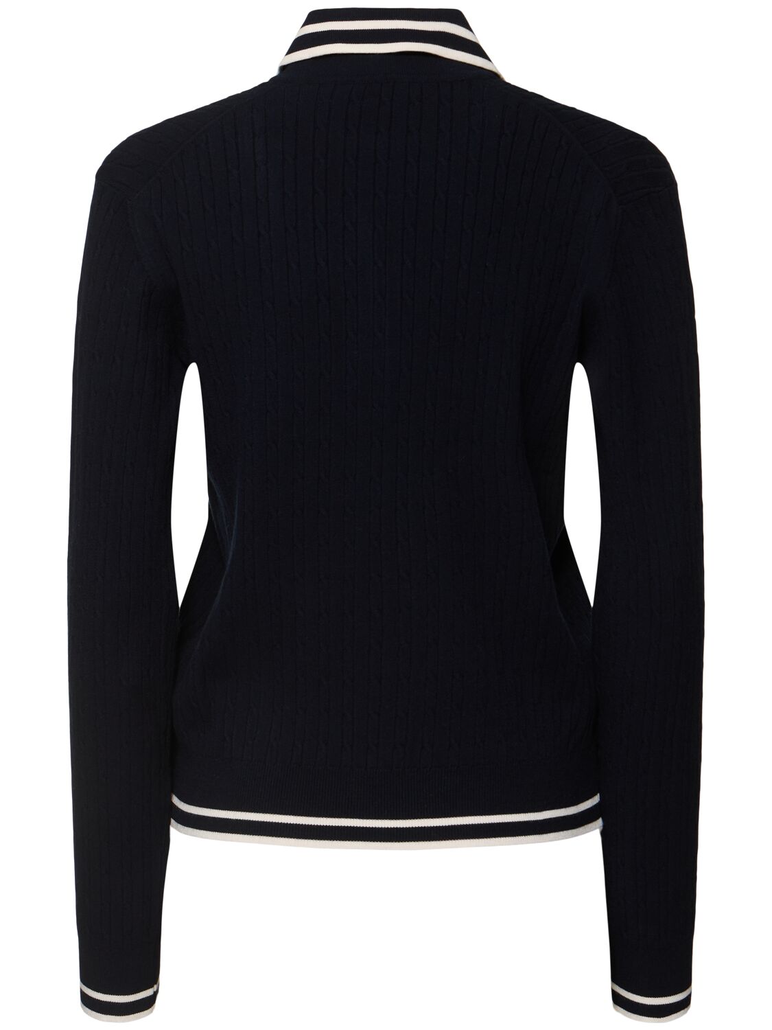 Shop Sporty And Rich Src Cable Knit Polo In Blue