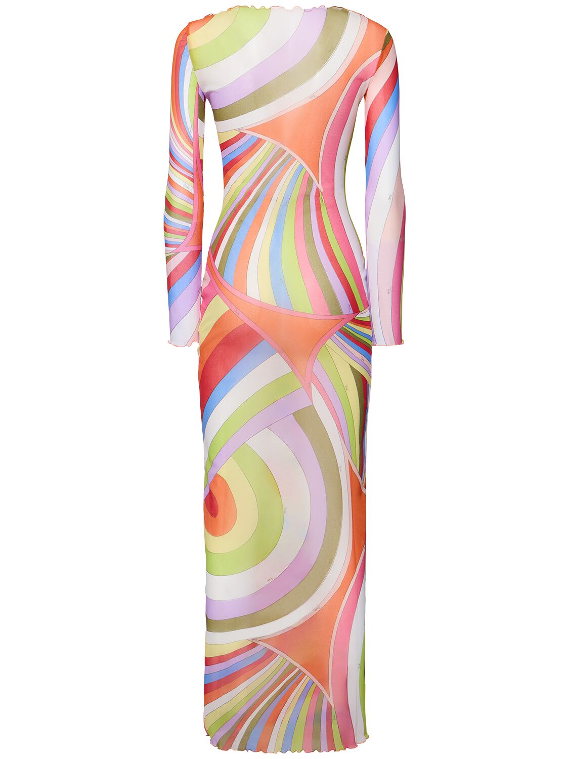 Shop Pucci Printed Mesh Long Dress In Multicolor