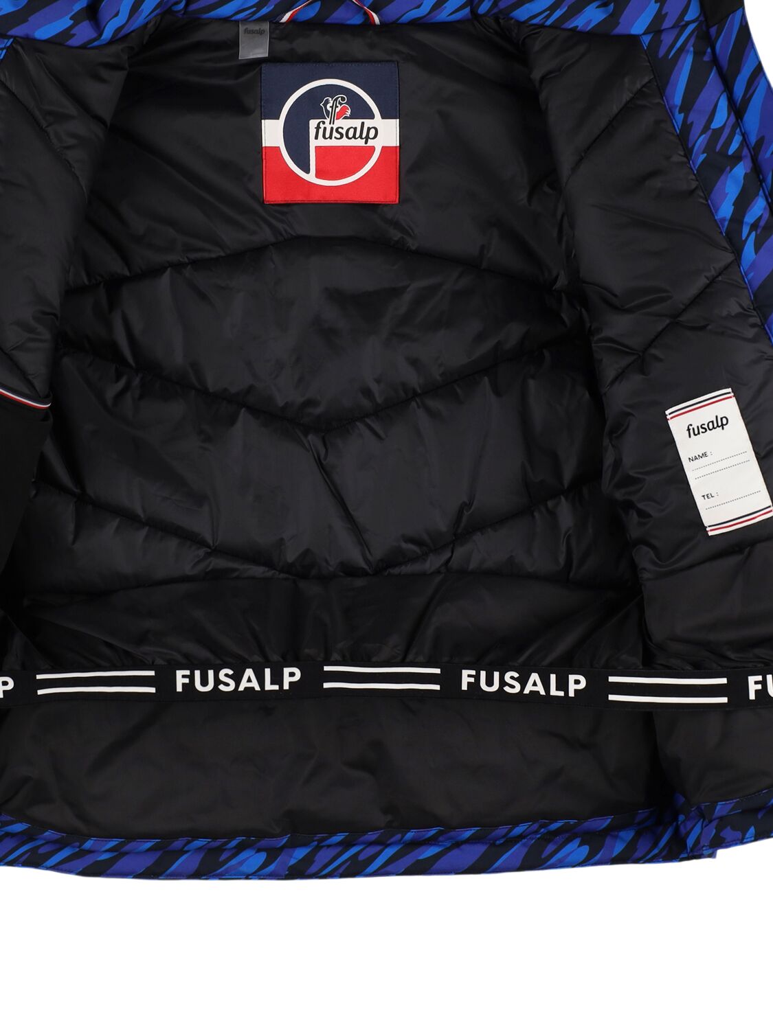 Shop Fusalp Printed Poly Puffer Ski Jacket In Blue/multi