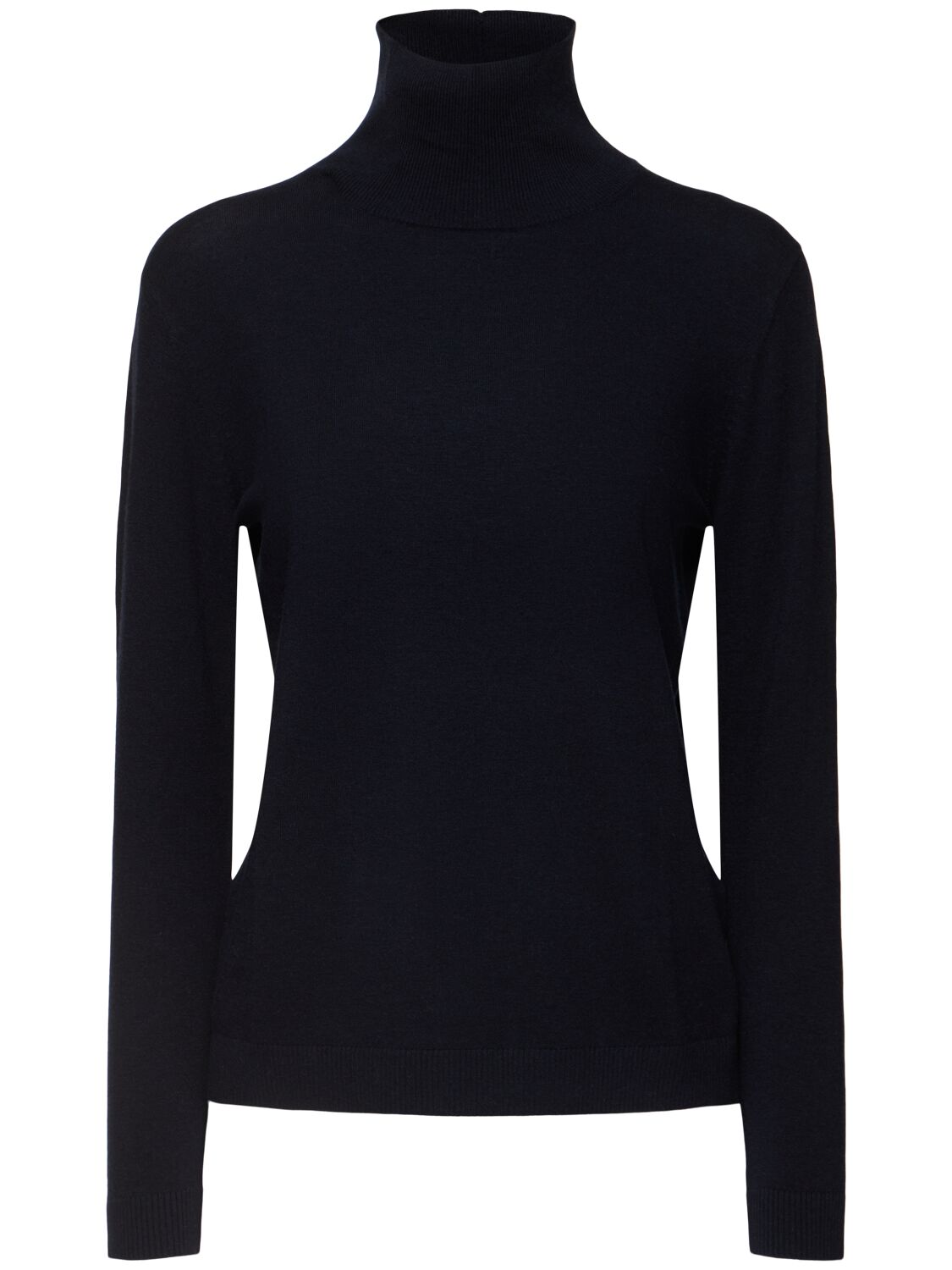 Shop Weekend Max Mara Kiku Silk Blend Turtleneck Sweater In Blue