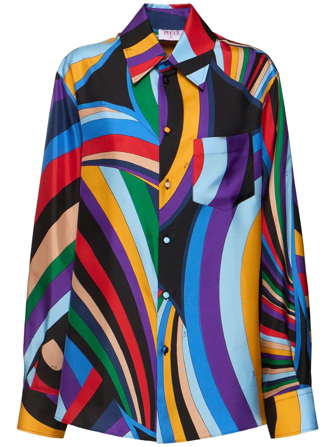 Pucci Printed Silk Twill Shirt In Multicolor