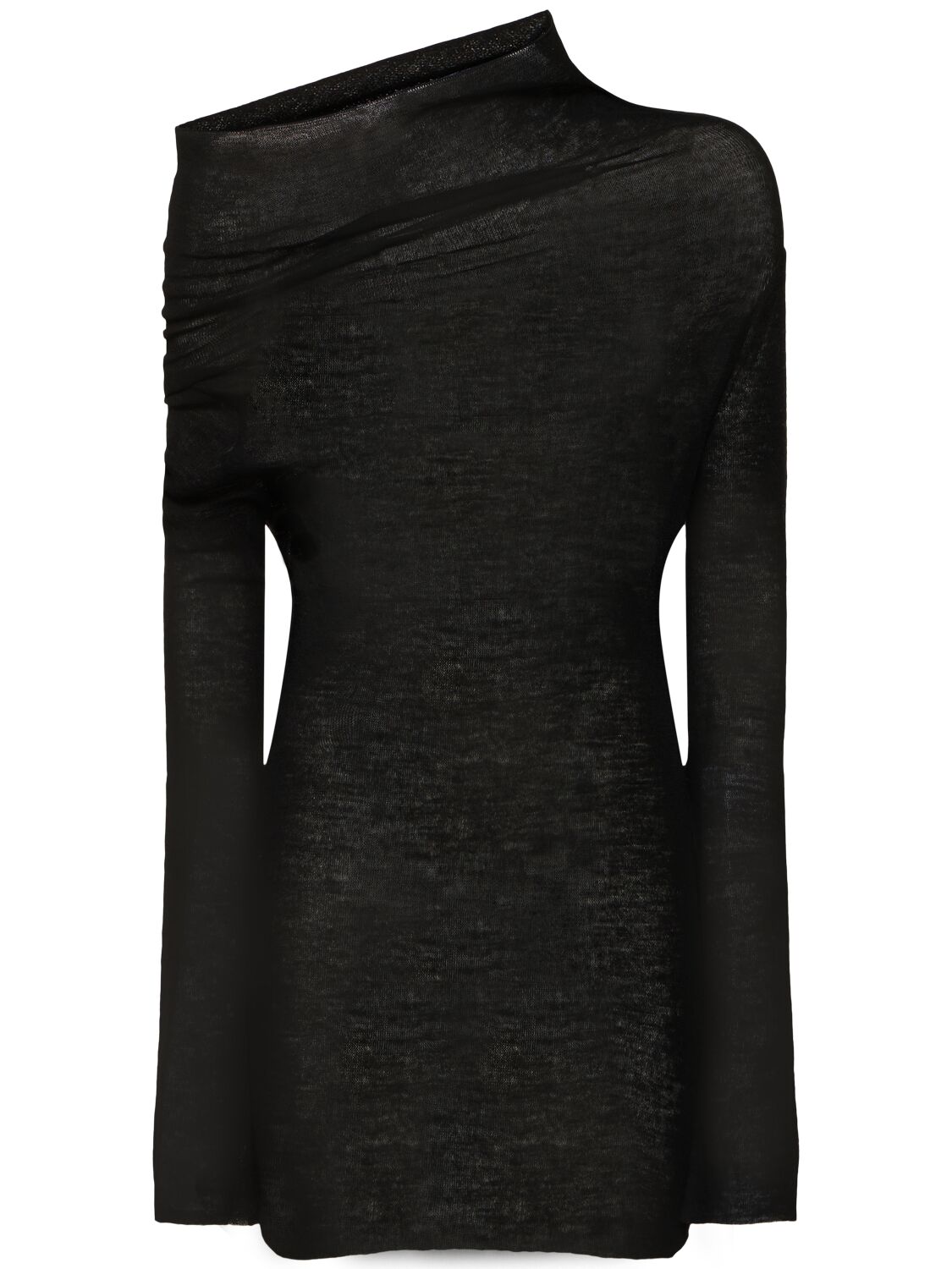 Ann Demeulemeester Tizziana Drop Shoulder Knit Wool Top In Black