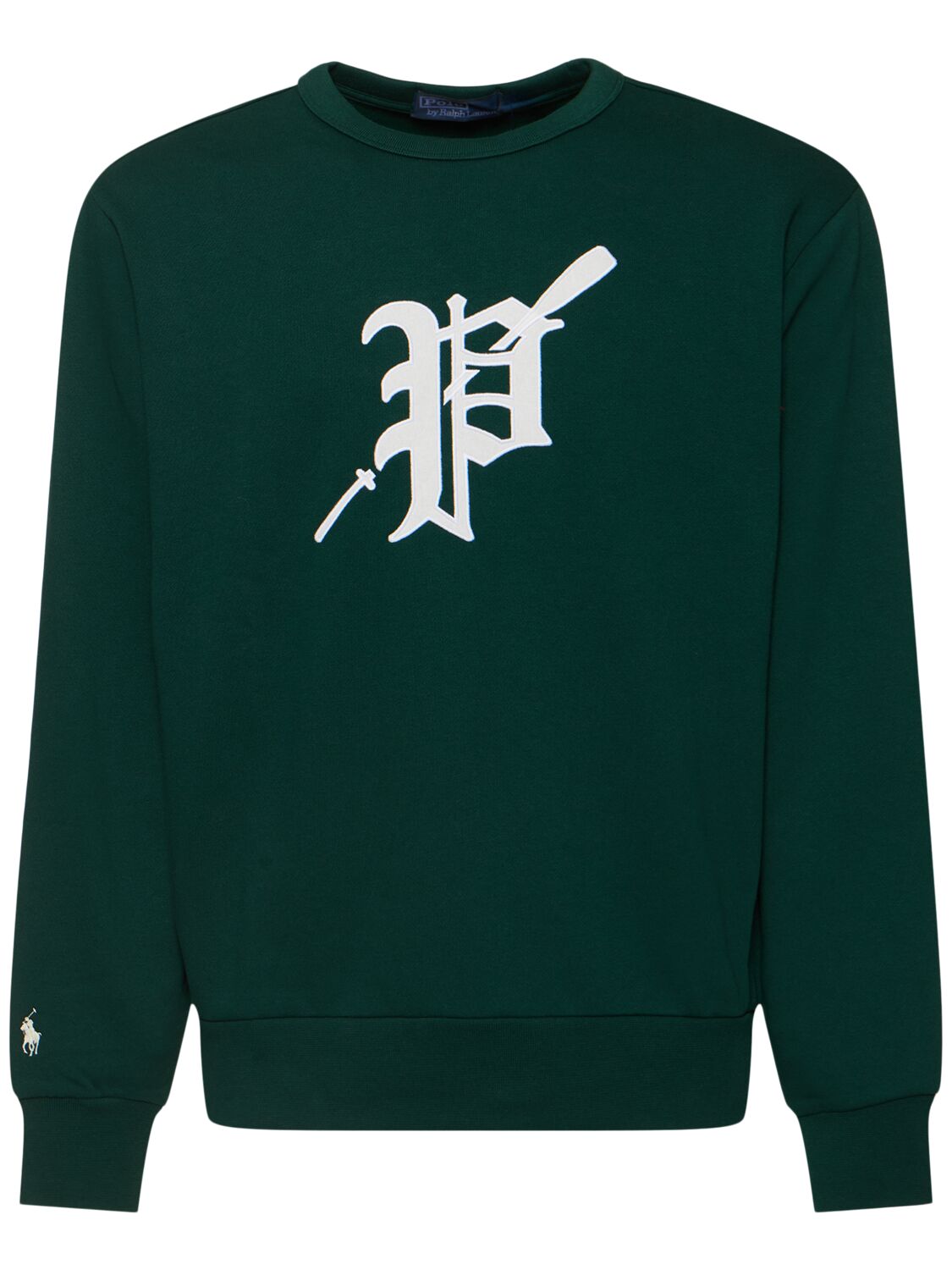 Shop Polo Ralph Lauren Logo Cotton Blend Sweatshirt In Moss Agate