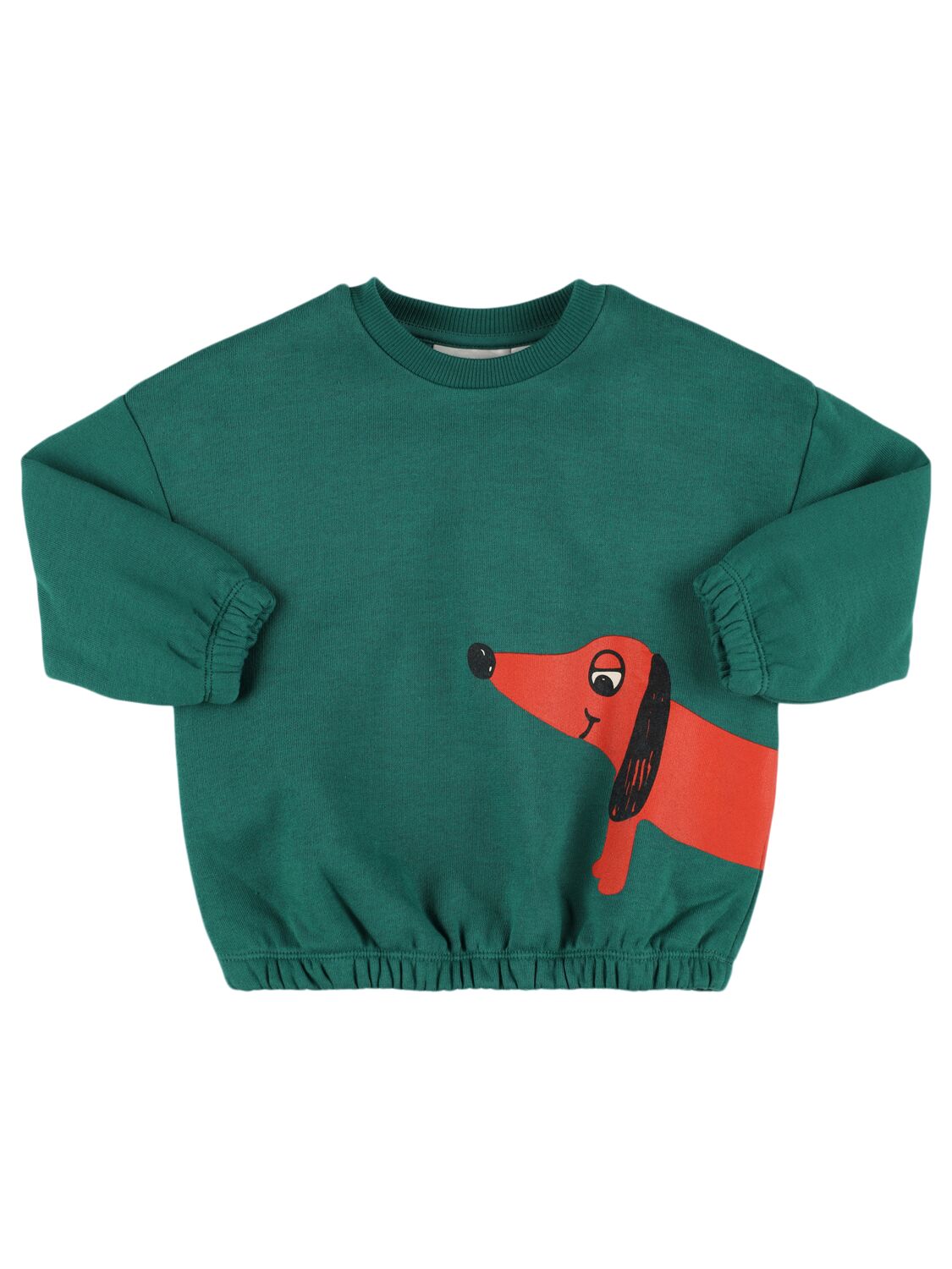 Mini Rodini Dog Printed Organic Cotton Sweatshirt In Green