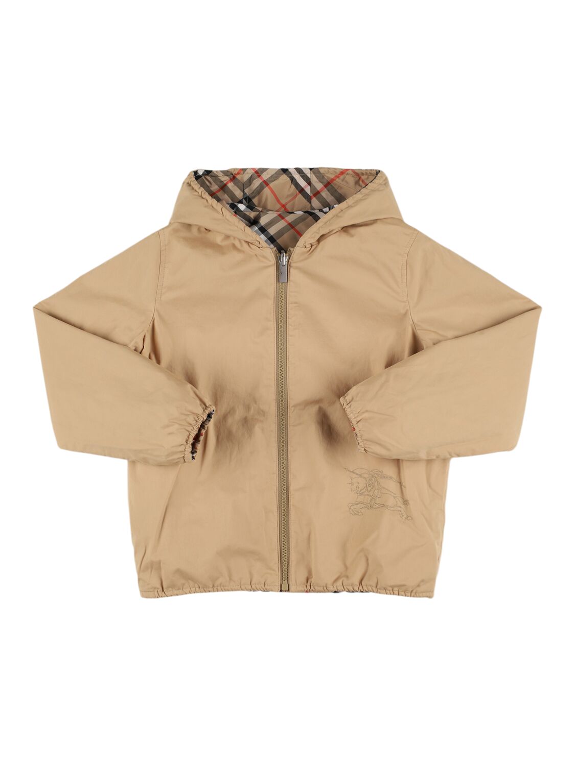 Shop Burberry Nylon & Cotton Hooded Jacket In Beige