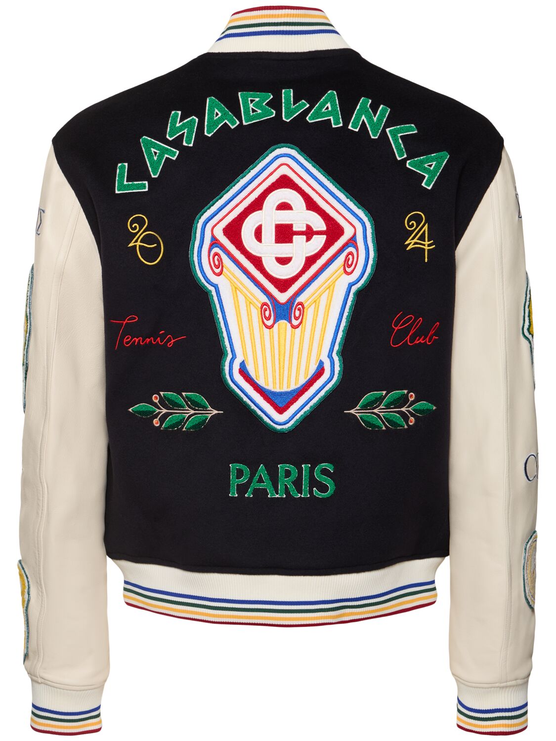 Shop Casablanca Chenille Embroidered Patchwork Jacket In Blue/white