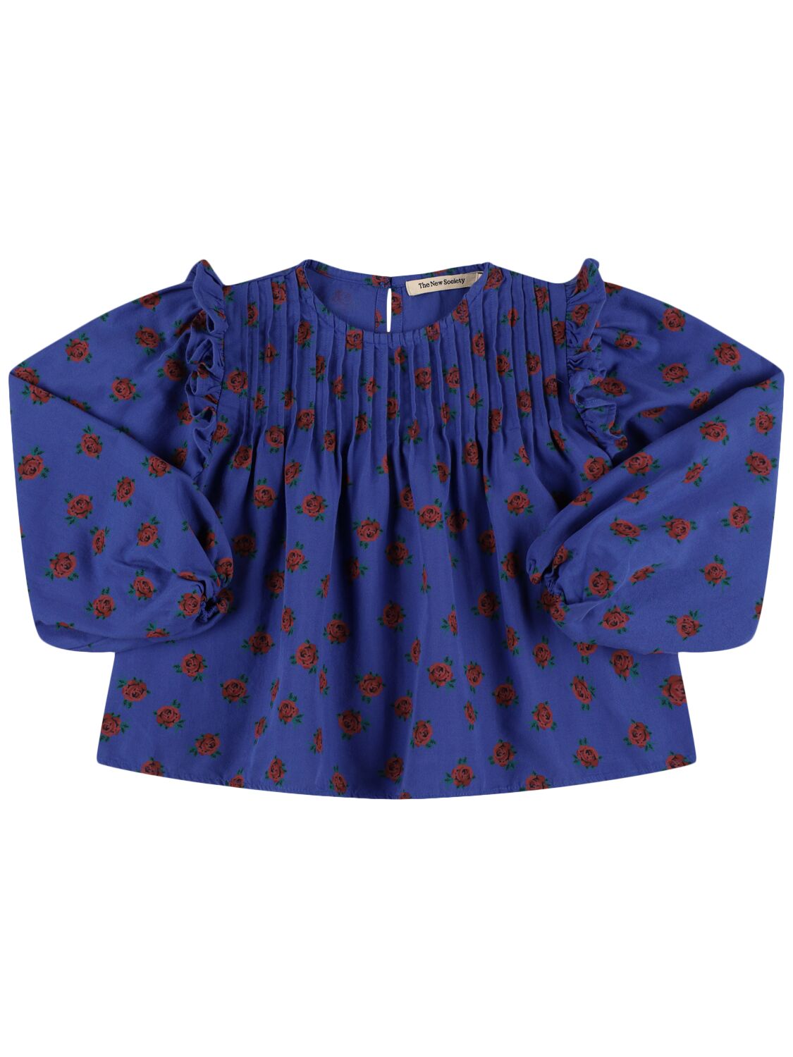 The New Society Printed Cotton Muslin Shirt In Blue