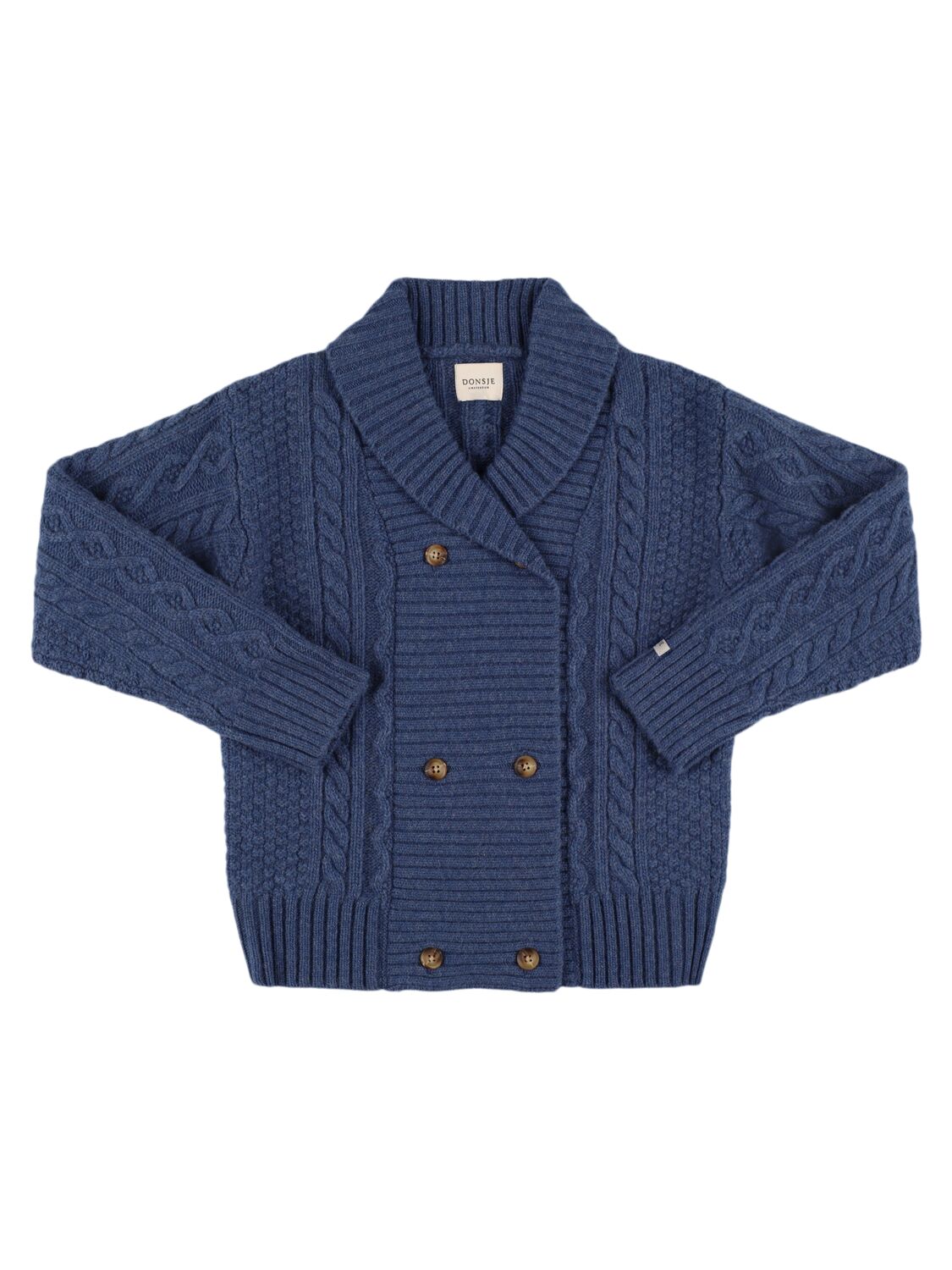 Donsje Wool Blend Knit Cardigan In Blue