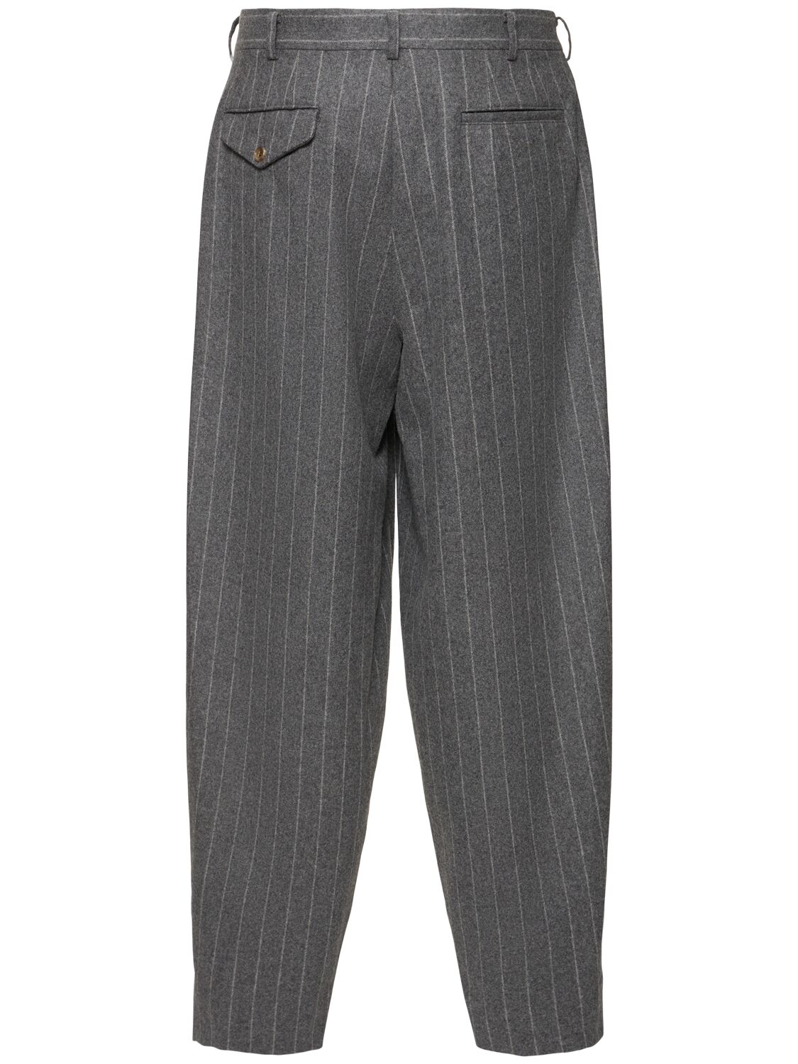 Shop Comme Des Garçons Homme Deux Pinstriped Wool Flannel Pants In Grey/white