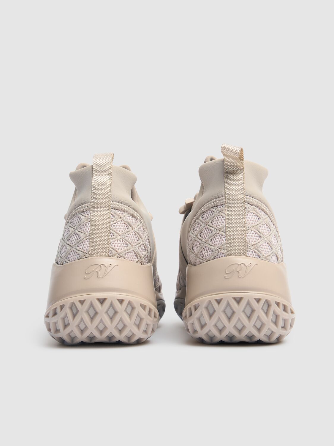Shop Roger Vivier 75mm Viv Run Mesh & Neoprene Sneakers In Beige