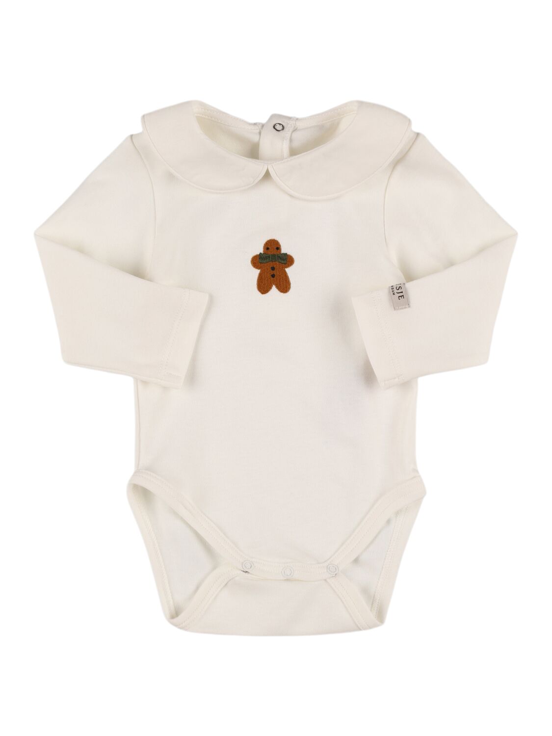 Donsje Babies' Poodle Embroidered Cotton Bodysuit In Neutral