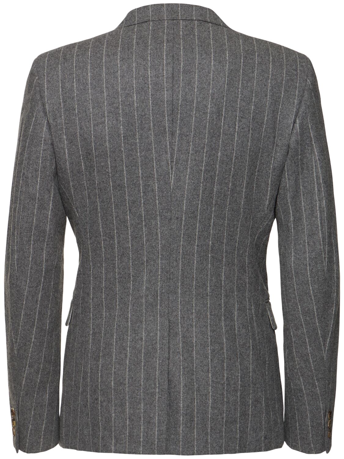 Shop Comme Des Garçons Homme Deux Pinstriped Wool Flannel Blazer In Grey/white