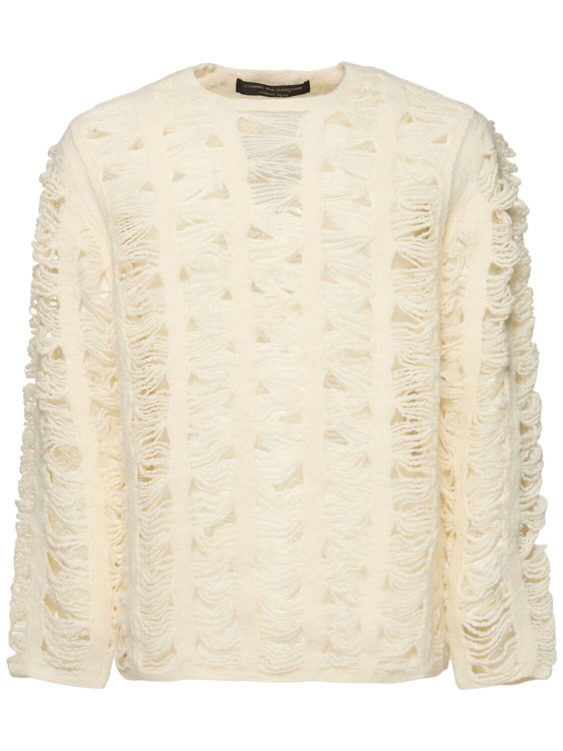 Comme Des Garçons Homme Deux Open Knit Wool Jersey Sweater In Neutral