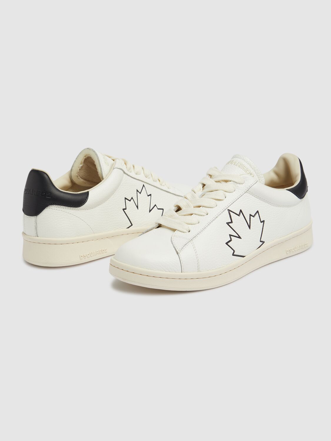 Dsquared2 Boxer Sneakers In Leather Color Black And White In White/black