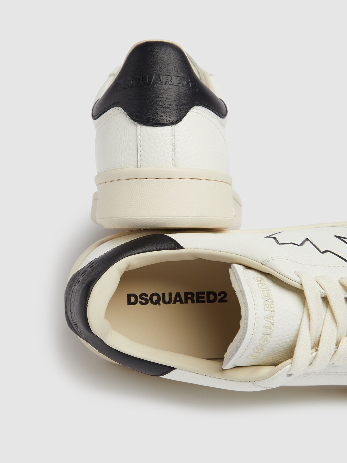 Dsquared2 Boxer Sneakers In Leather Color Black And White In White/black