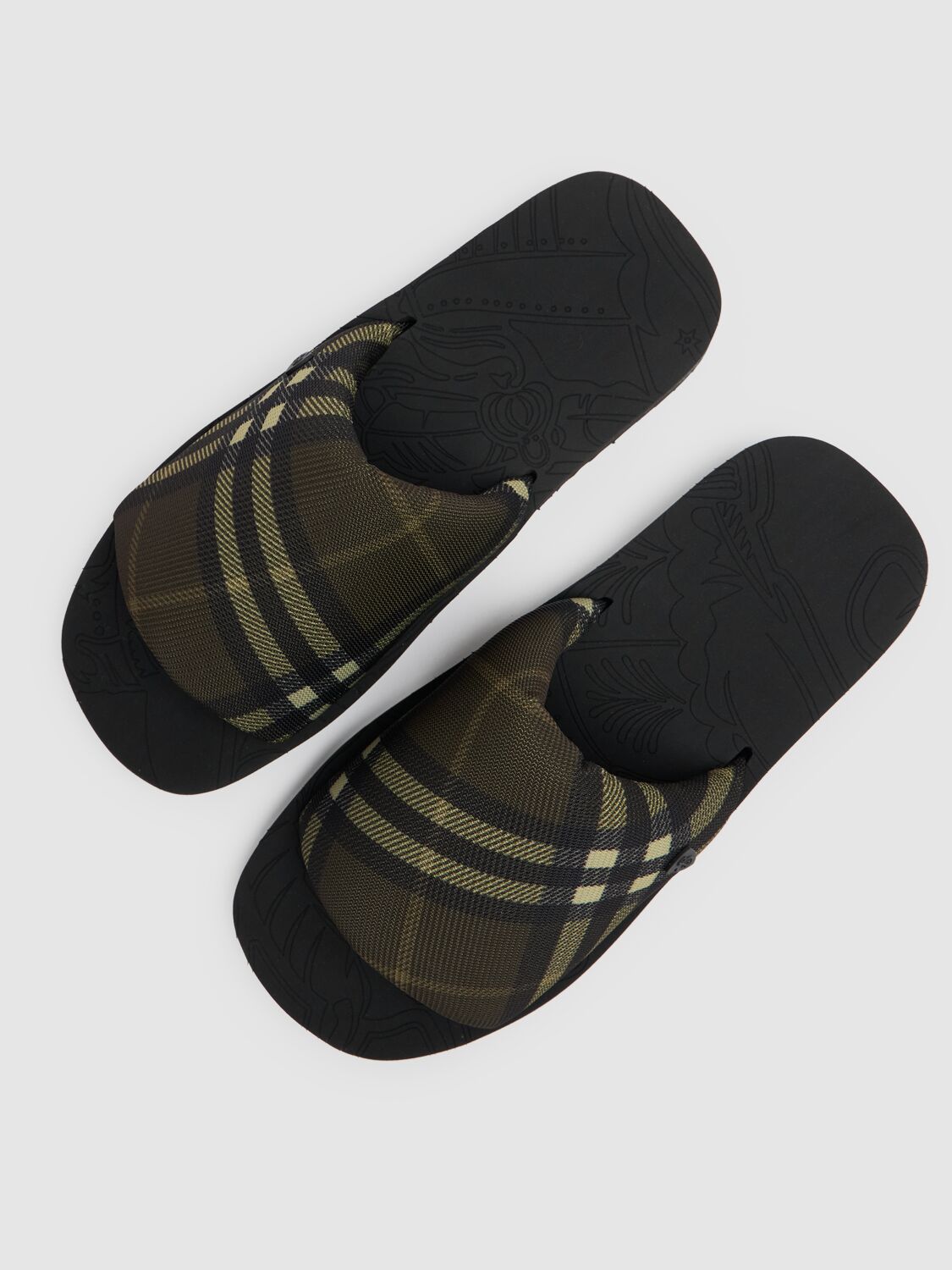 Shop Burberry Tech Check Slide Sandals In Heath Ip Check