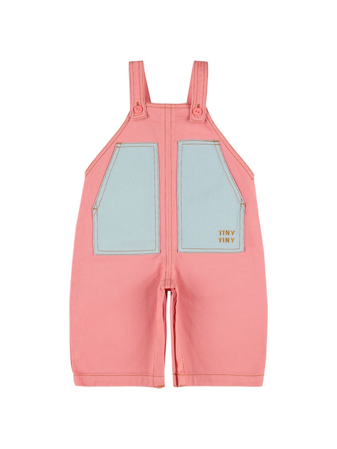 Tiny Cottons Babies' Printed Cotton Denim Overalls In Pink