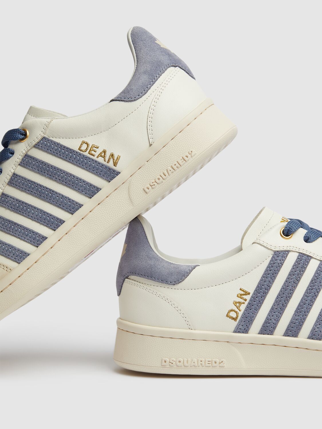 Shop Dsquared2 Low Leather Sneakers In White/blue