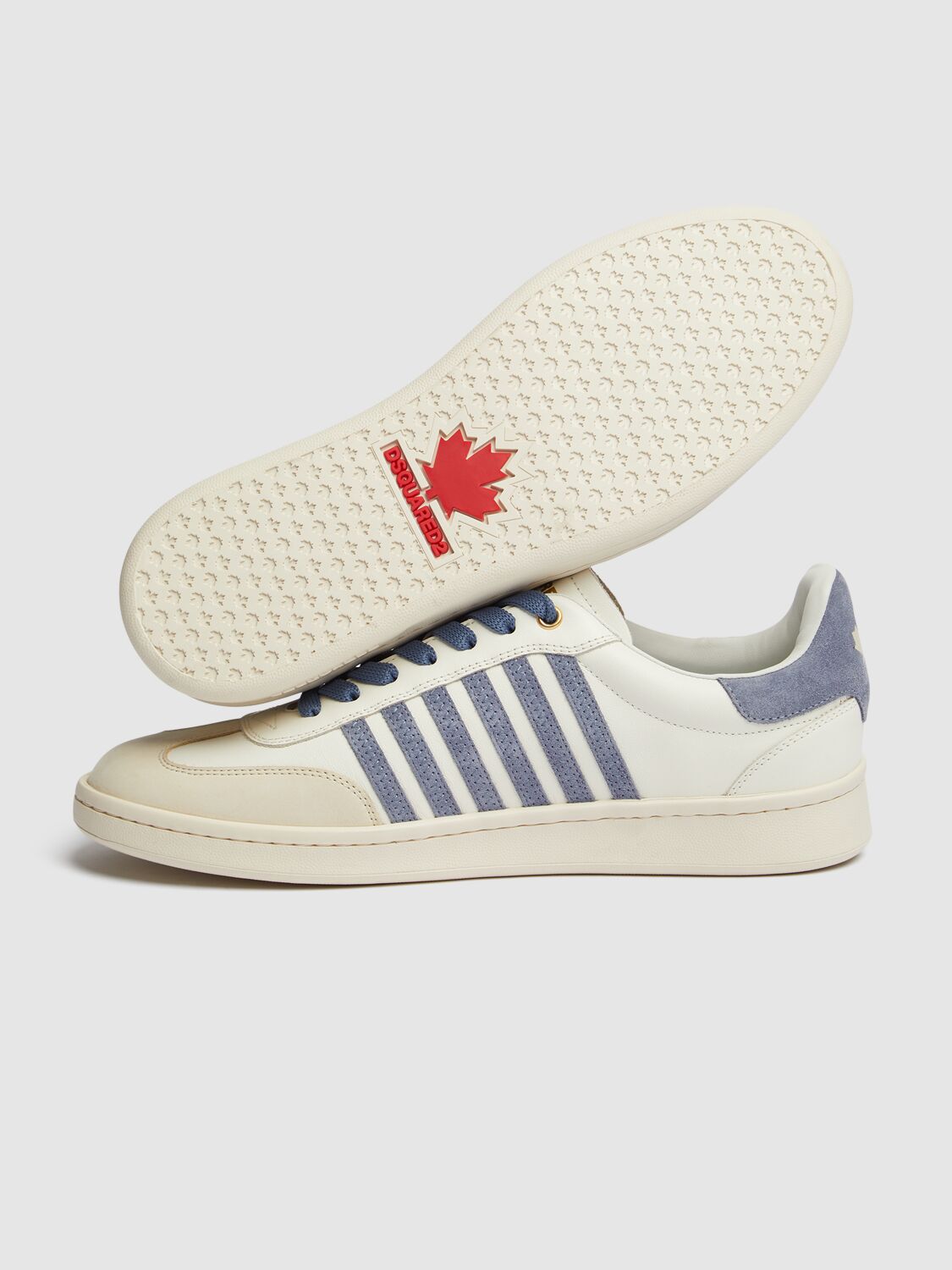 Shop Dsquared2 Low Leather Sneakers In White/blue