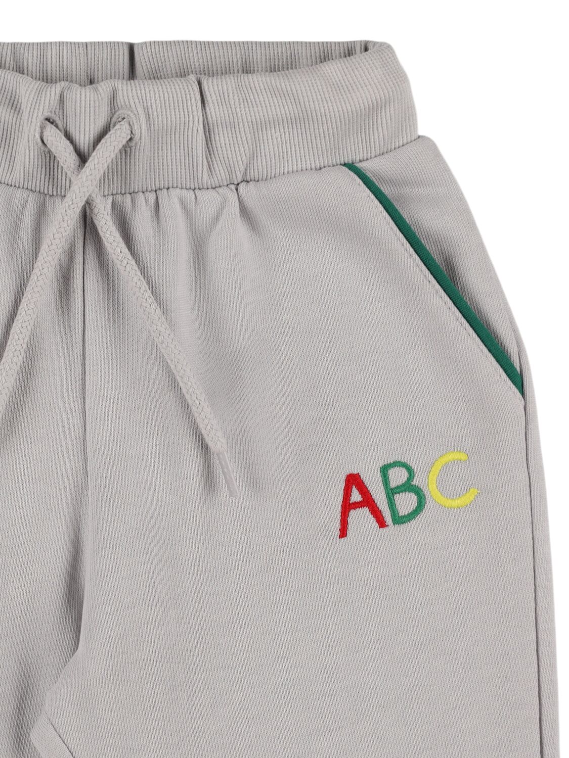Mini Rodini Abc Embroidery Organic Cotton Sweatpants In Grey