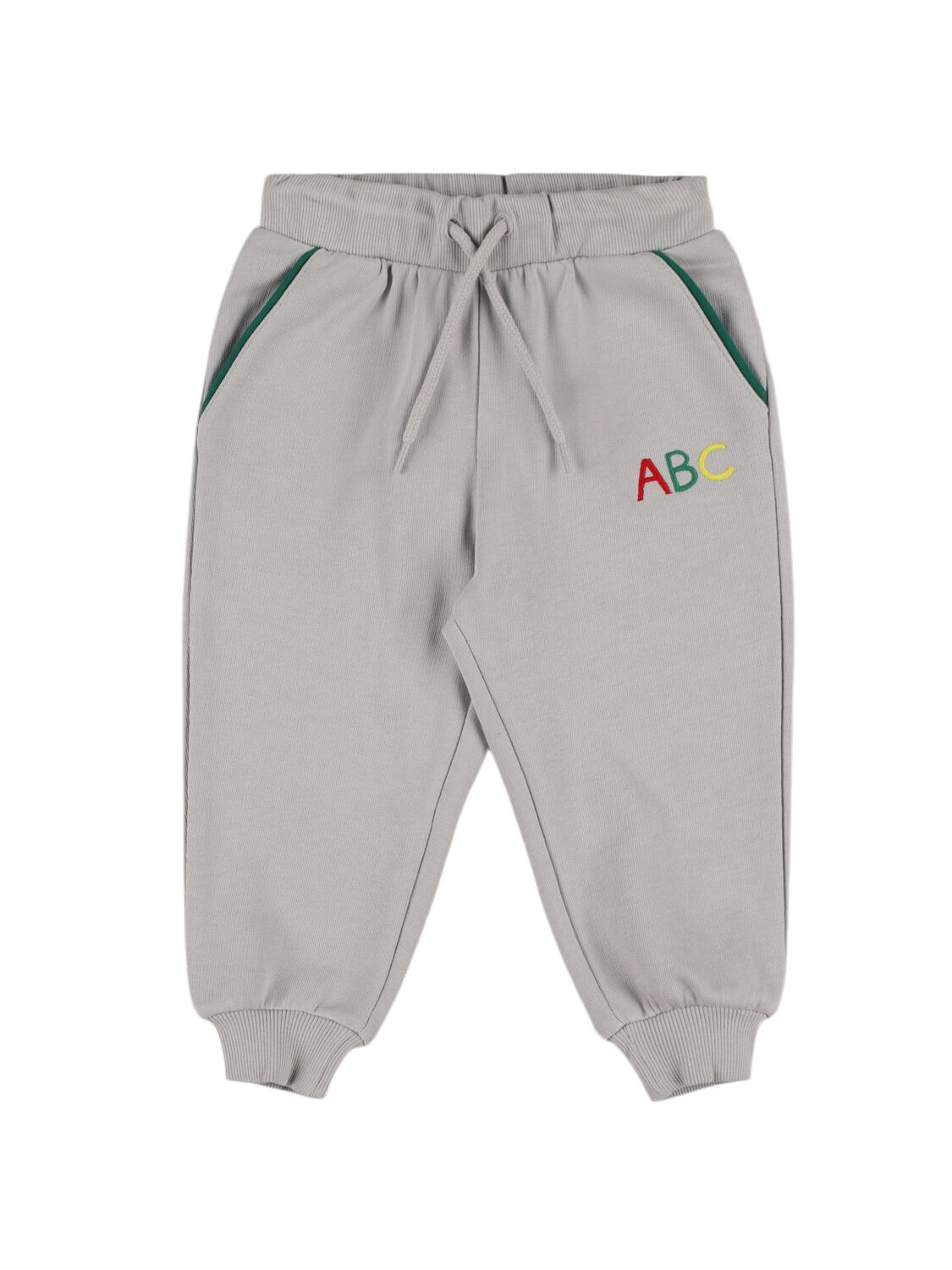 Mini Rodini Abc Embroidery Organic Cotton Sweatpants In Grey