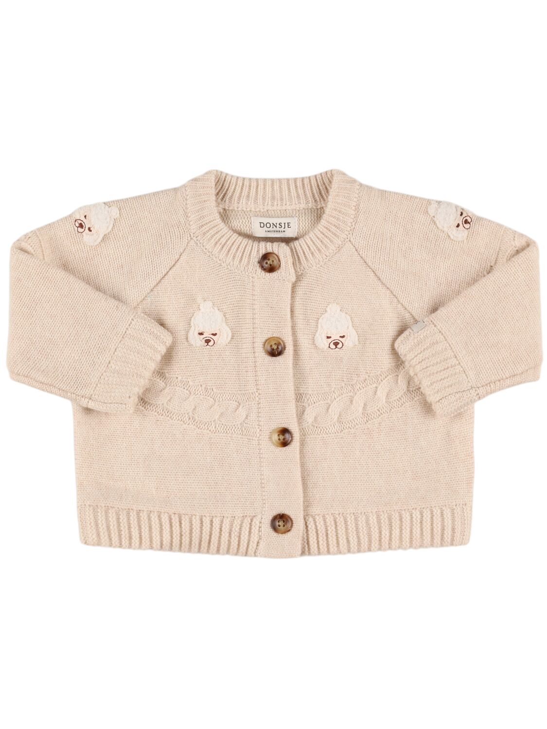 Donsje Wool Blend Knit Cardigan In Light Beige