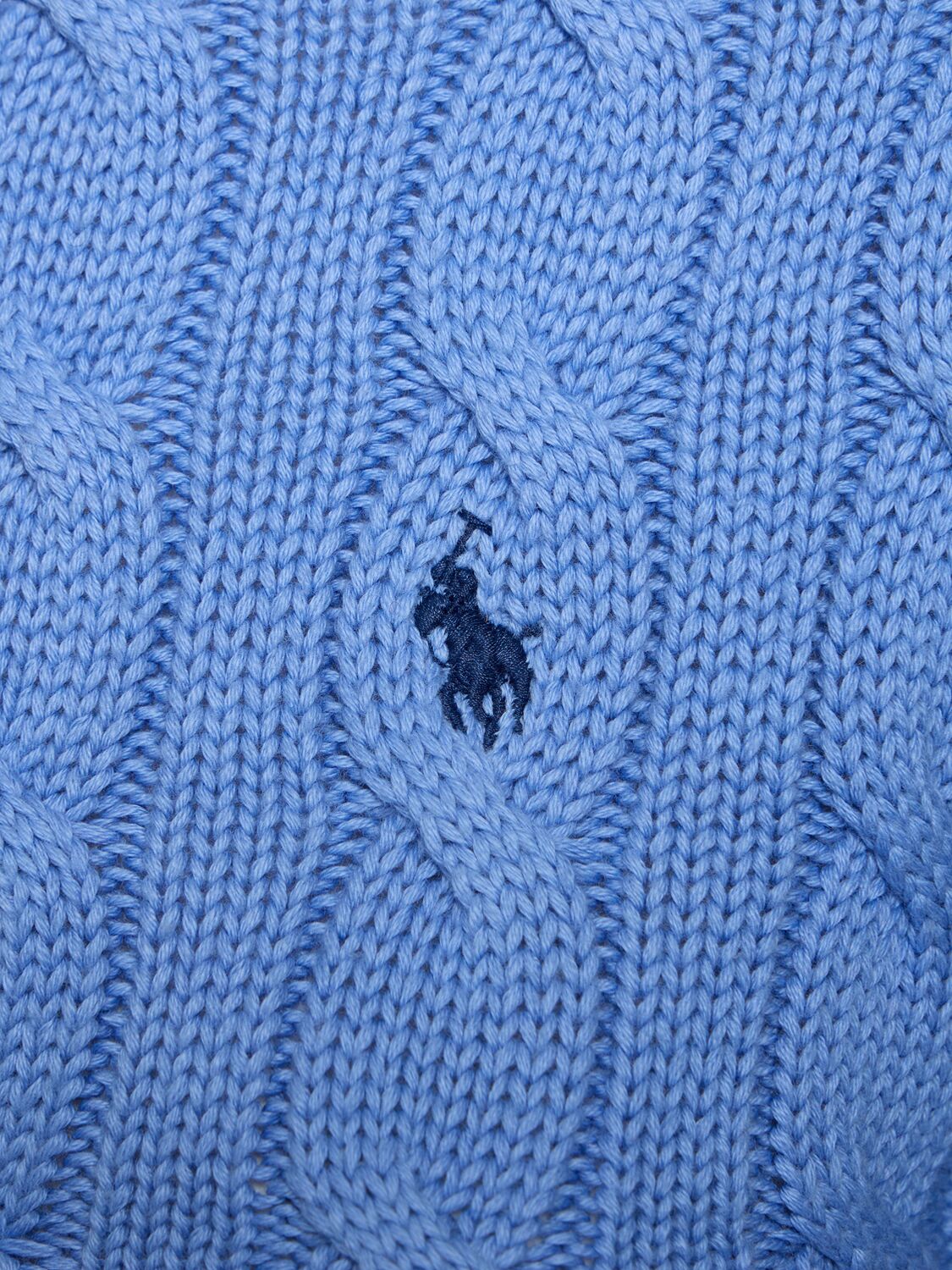 Shop Polo Ralph Lauren Logo Cotton Knit Cardigan In Blue