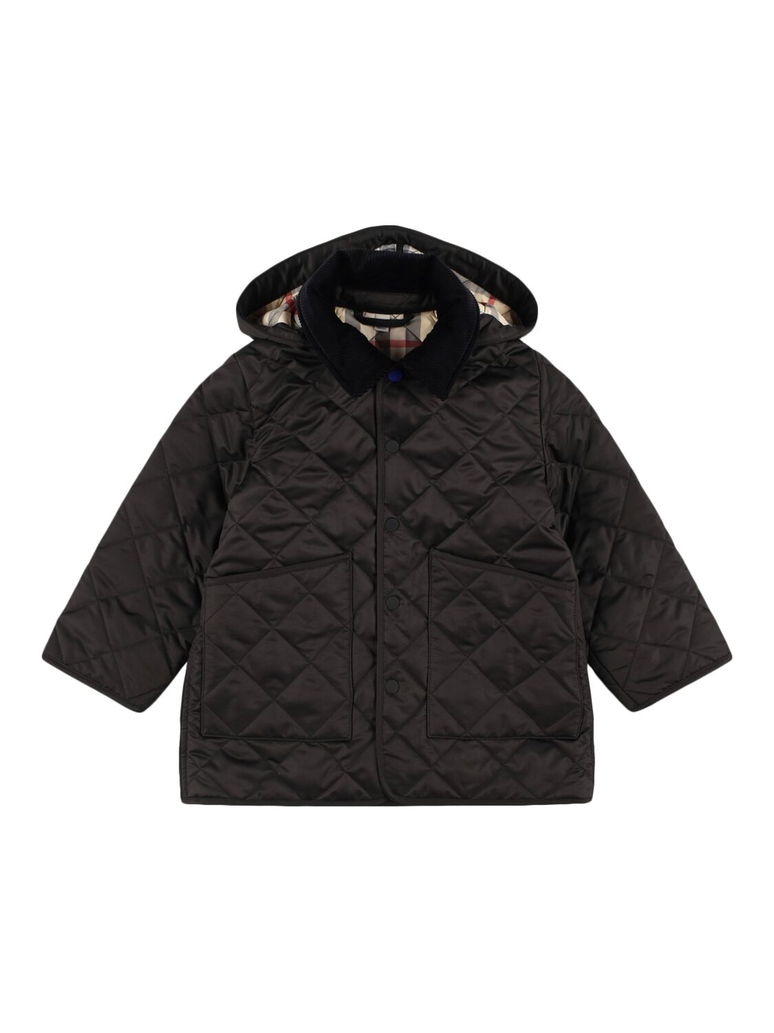 Burberry Quilted Poly Hooded Down Jacket In Black