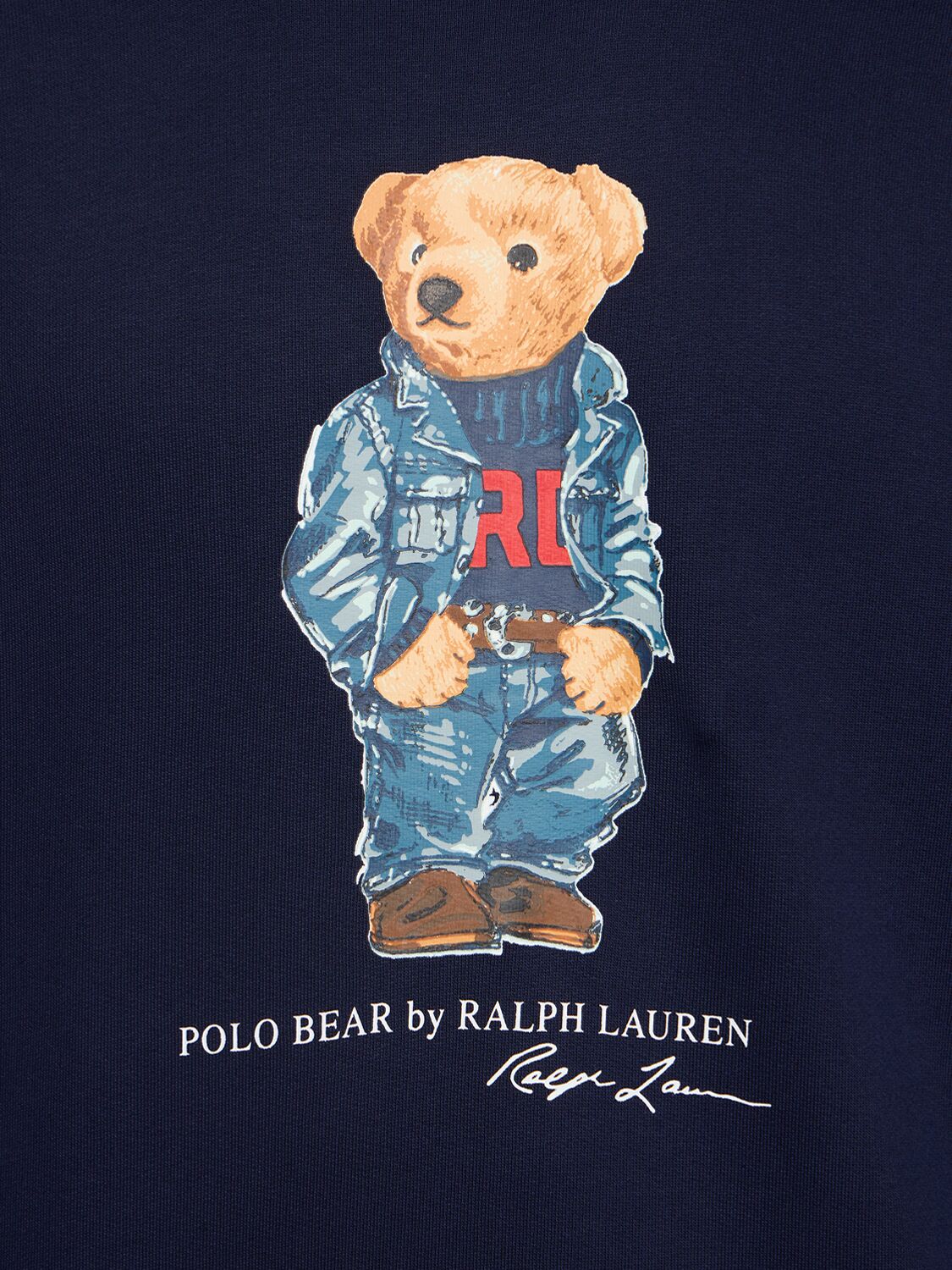 Shop Polo Ralph Lauren Bear Logo Cotton Blend Hoodie In Cruise Navy