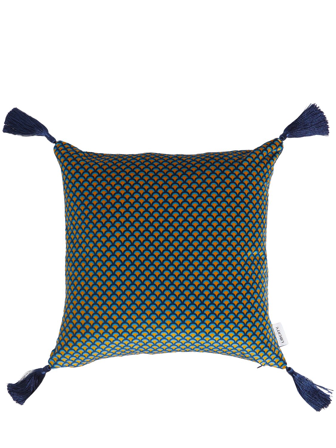 Liberty Peacock Garden Velvet Cushion In Orange