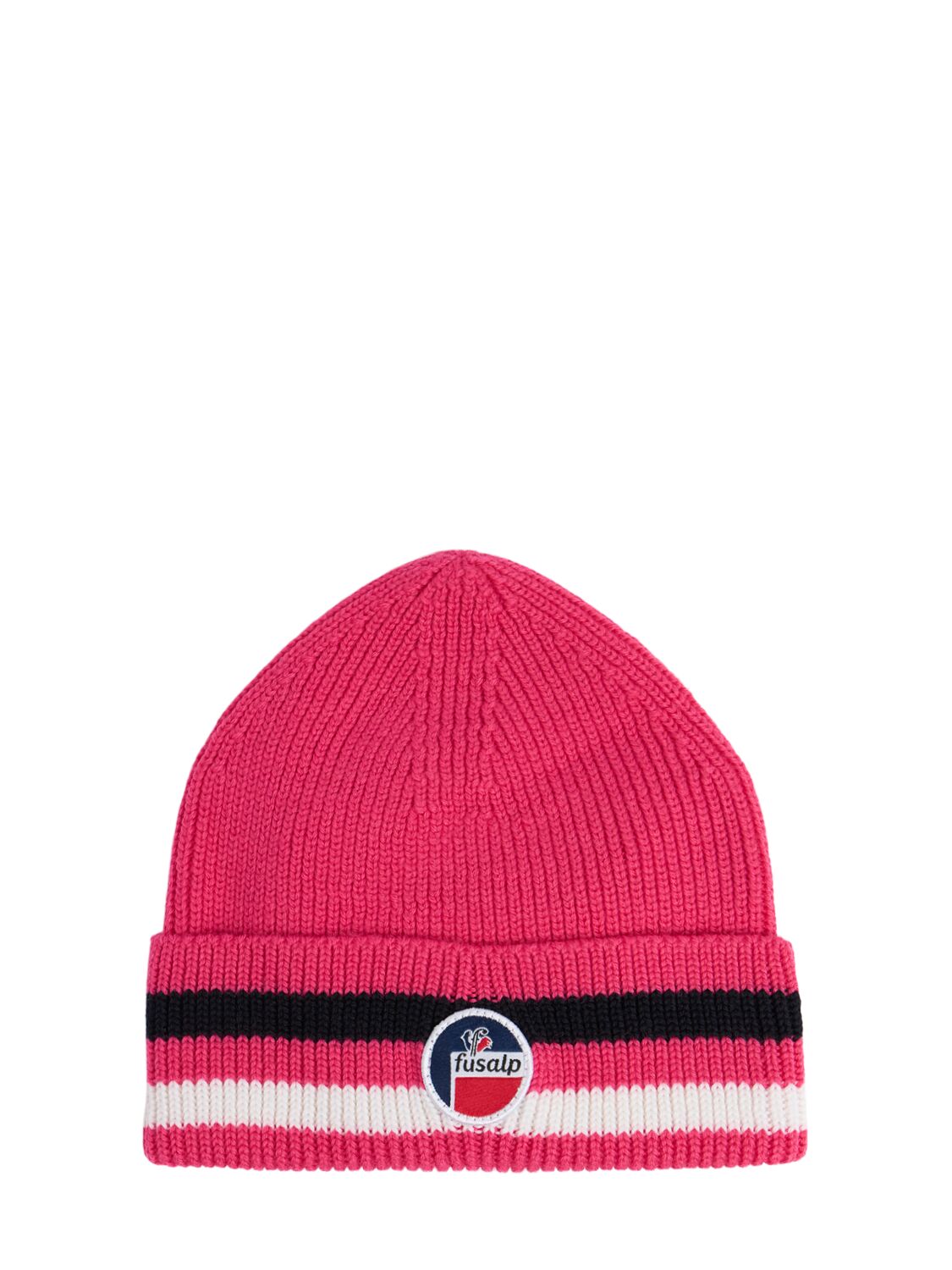 Fusalp Kelt Wool Knit Beanie W/ Logo In Pink