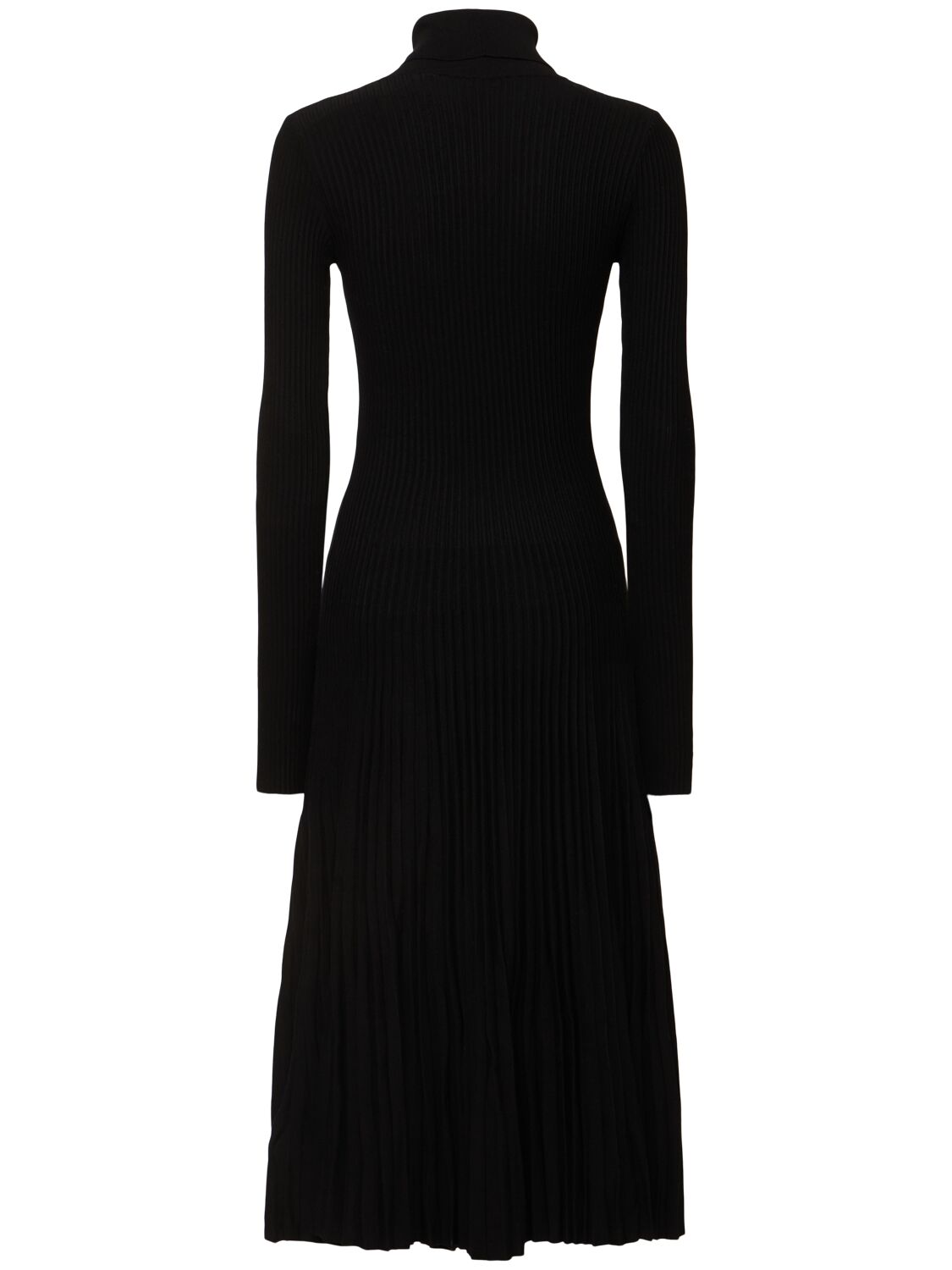 Shop Burberry Knitted Turtleneck Midi Dress In Black